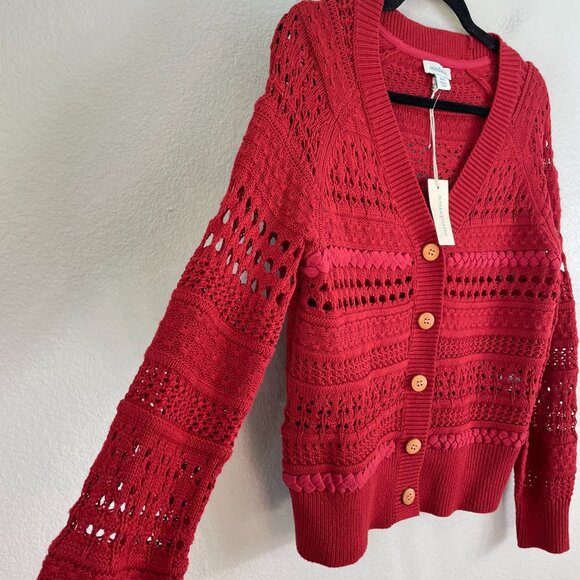 NEW Sundance PXS Red Button Up Cardigan Sweater V Neck Long Sleeve - Picture 10 of 10